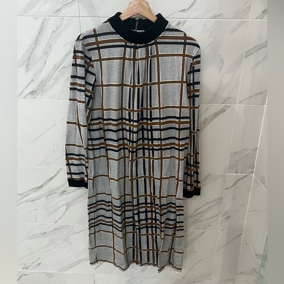 Billy Reid grid check print long sleeve dress - Picture 1 of 6